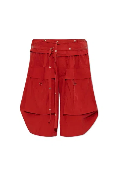 Isabel Marant Belted Shorts In Red