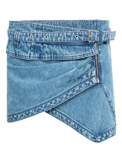 Isabel Marant Belted Wrap Mini Skirt In Blue