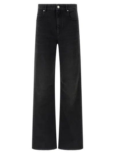 Isabel Marant Wide Leg Trousers Contrast Stitching In Black
