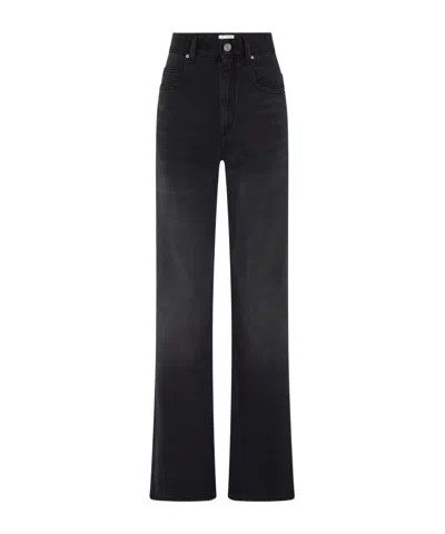 Isabel Marant Distressed Denim Trousers With Wide-leg Design In Black