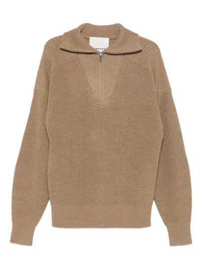 Isabel Marant Benny Half-zip Sweater In Brown