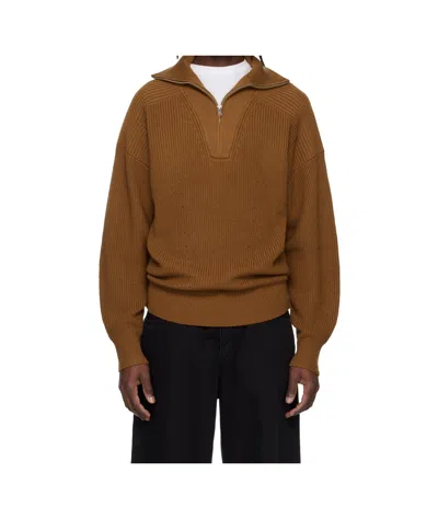 Isabel Marant Benny Half-zip Sweater In Brown