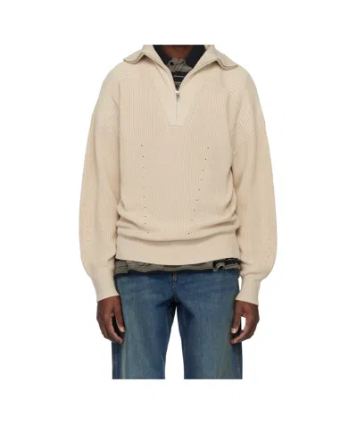 Isabel Marant Benny Half-zip Sweater In Neutral