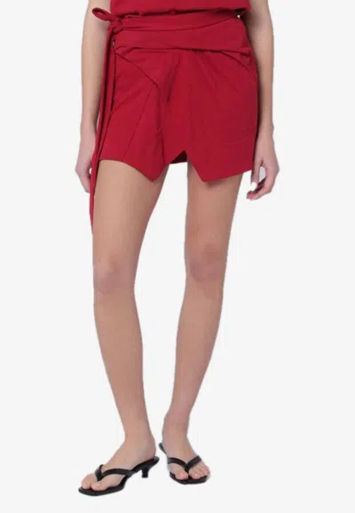 Isabel Marant Berenice Asymmetric Draped Cotton-jersey Mini Wrap Skirt In Red