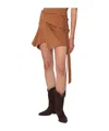 Isabel Marant Berenice Skirt With Asymmetric Hem And Tie Detail In Brown
