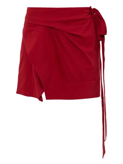 Isabel Marant Berenice Asymmetric Draped Cotton-jersey Mini Wrap Skirt In Red