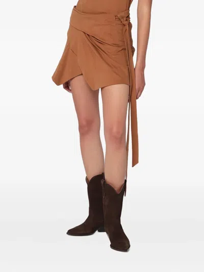 Isabel Marant Berenicia Tie-detail Mini Skirt In Brown