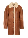 Isabel Marant Longline Jacket Shearling Collar In Brown