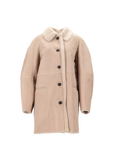 Isabel Marant Longline Jacket Shearling Collar In Multi