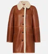 Isabel Marant Berthie Shearling-trimmed Leather Coat In Brown