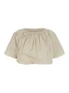 Isabel Marant Bertille White Cropped Top With All-over Gathering In Cotton Woman In Gray