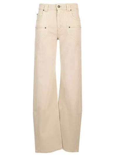 Isabel Marant Beryl High-rise Wide-leg Jeans In Beige