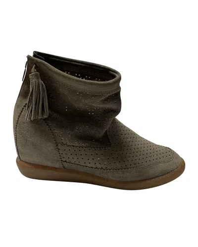 Isabel Marant Beslay Boots In Grey Perforated Suede In Gray