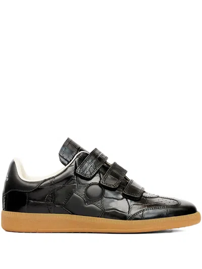 Isabel Marant Beth Croc-effect Leather Sneakers In Black