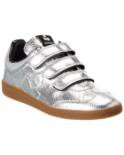 Isabel Marant Beth Embossed Leather Sneaker In Silver