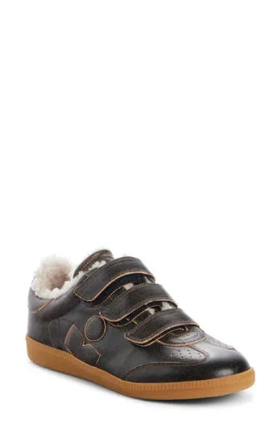 Isabel Marant Beth Genuine Shearling Lined Low Top Sneaker In Vintage Brown