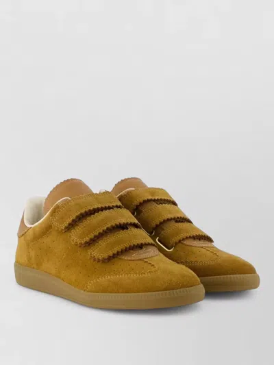 Isabel Marant Beth Gz Leather Sneakers Contrast Heel In Brown