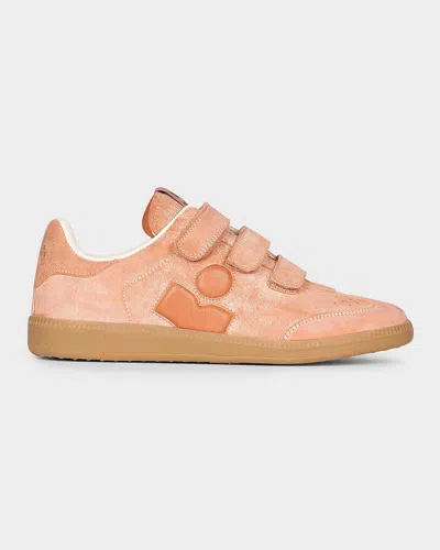 Isabel Marant Beth Kid Suede Grip-strap Sneakers In Multi