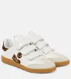 Isabel Marant Beth Leopard Mixed Leather Sneakers In White