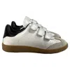 Isabel Marant Beth Logo Velcro Straps In White Leather And Suede In White