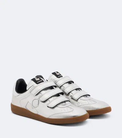 Isabel Marant Beth Metallic Leather Trainers In Silver