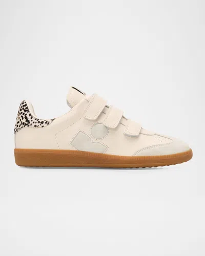 Isabel Marant Beth Mixed Leather Grip-strap Sneakers In Neutral