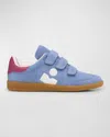 Isabel Marant Beth Mixed Leather Triple-grip Sneakers In Bluewhite