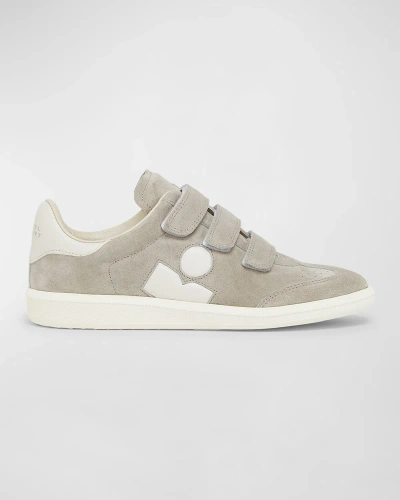 Isabel Marant Beth Mixed Leather Triple-grip Sneakers In Grey