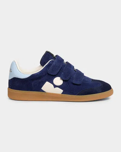 Isabel Marant Beth Mixed Leather Triple-grip Sneakers In Blue