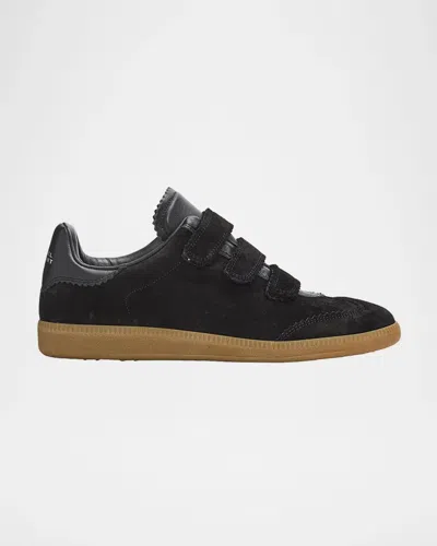 Isabel Marant Beth Mixed Leather Triple-grip Sneakers In Black