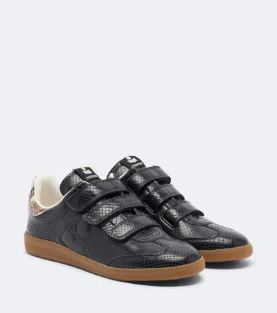 Isabel Marant Beth Snake-effect Leather Trainers In Black