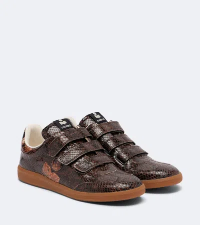 Isabel Marant Beth Snake-effect Leather Sneakers In Brown