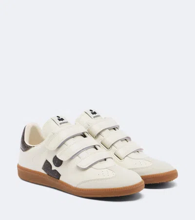 Isabel Marant Beth Leather-trimmed Suede Sneakers In White