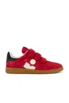 Isabel Marant Suede Sneakers With Rubber Sole And Contrast Heel Tab In Red & Beige