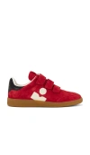 Isabel Marant Suede Sneakers With Rubber Sole And Contrast Heel Tab In Red & Beige