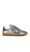 Isabel Marant Festive Beth Metallic Leather Low-top Sneakers In Silver
