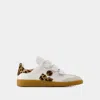 Isabel Marant Beth Leopard Mixed Leather Sneakers In Printed