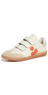 Isabel Marant Bryce Leather & Suede Sneaker In Beige/orange