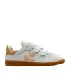 Isabel Marant Leather Sneakers With Branded Heel Counter In Gray