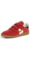 Isabel Marant Suede Sneakers With Rubber Sole And Contrast Heel Tab In Red/beige
