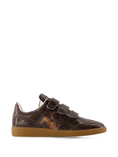 Isabel Marant Beth Trainers With Snakeskin-effect Velcro Strap In Multi