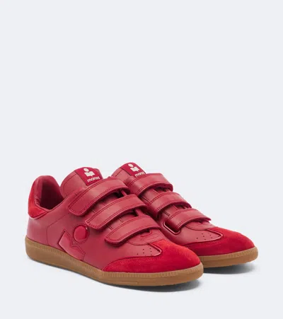 Isabel Marant Beth Suede-trimmed Leather Trainers In Red