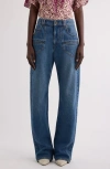Isabel Marant Jean Beryl Denim Camal Straight Pants In Blue