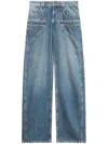 Isabel Marant Jean Beryl Denim Camal Straight Pants In Blue