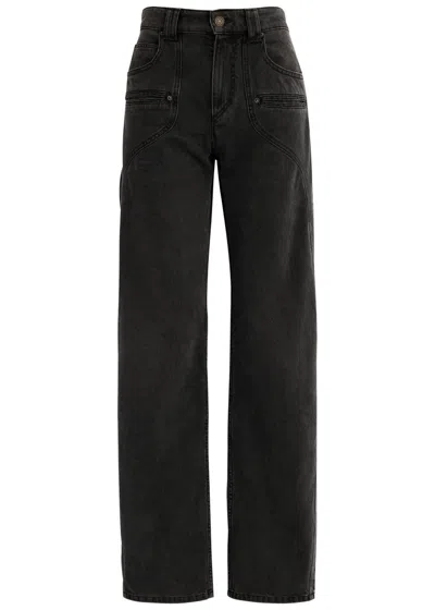 Isabel Marant Bymara Carpenter High-rise Wide-leg Jeans In Black