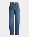 Isabel Marant Jean Beryl Denim Camal Straight Pants In Blue