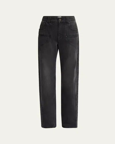 Isabel Marant Betiane Yoked Wide-leg Denim Jeans In Faded Black