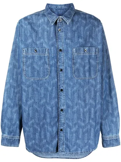 Isabel Marant Bhelyn Geometric-print Denim Shirt In Blue