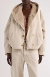 Isabel Marant Biane Teddy-lined Hooded Denim Jacket In Ecru