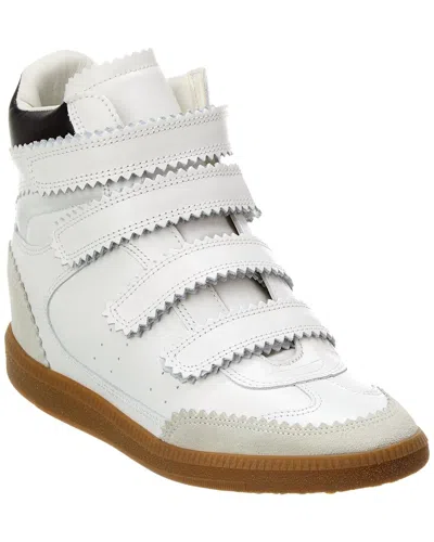Isabel Marant Bilsy Leather & Suede High-top Wedge Sneaker In White